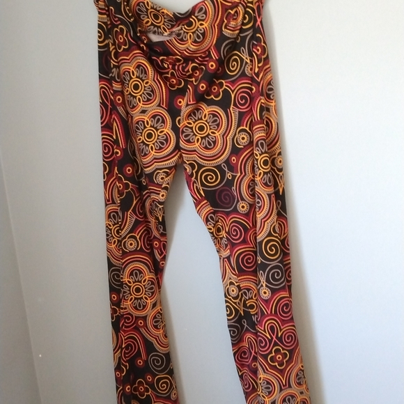 Aryeh Black and Orange Bell Bottom Pants XL Palazzo Wide Leg Stretchy - Picture 2 of 4